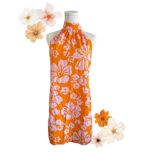 J. Crew Dresses & Skirts - J. CREW   Orange Floral Halter Dress